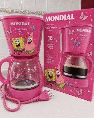 Cafeteira Elétrica Dolce Arome Mondial Com Estampa Rosa Do Bob Esponja 550W C-30-18X-FB