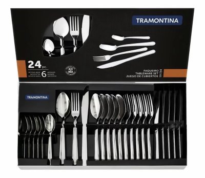 Jogo Talheres Faqueiro Búzios Aço Inox 24 Peças Tramontina