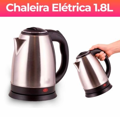 Chaleira Jarra Elétrica Inox Prateada 1.8 L Com Luz Indicadora Alta Eficiência - OliverHome